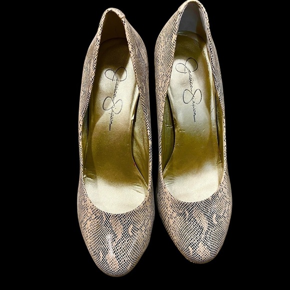 Jessica Simpson Terri Platform Pump Leather Snakeskin Shoes Women’s 7.5 - Picture 2 of 8
